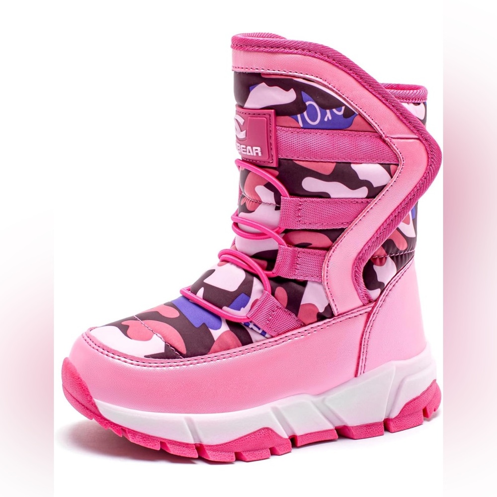 GUBARUN Pink Snow Boots Winter Waterproof Slip Resistant Cold Weather Shoes